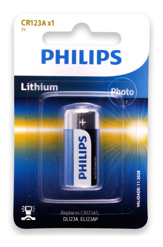Imagem 1 de 4 de 01 Pilha Bateria Cr123 Philips 1 Cartela