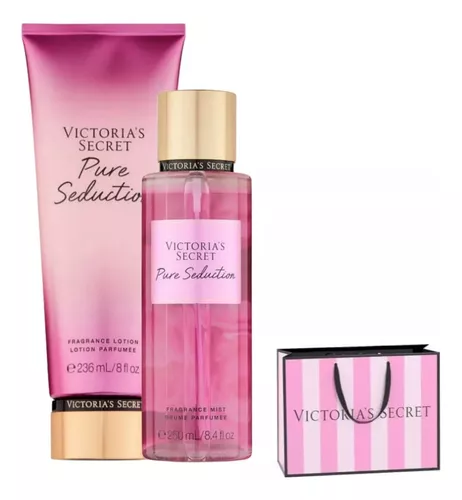 kit Victoria's Secret Pure Seduction Shimmer fracionado – loção hidratante  + body splash 30ml cada – decante – Maju Parfums