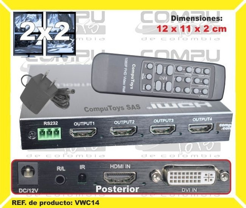 Matriz 4 Tv Controladora Video Wall Ref: Vwc14 Computoys Sas