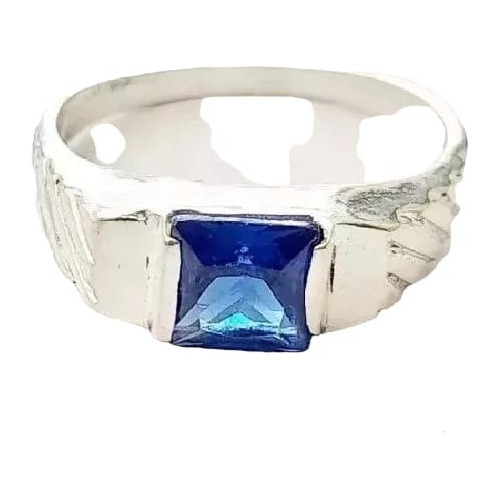 Anillo Plata 925 Zafiro Azul Cuadrado Anpl215