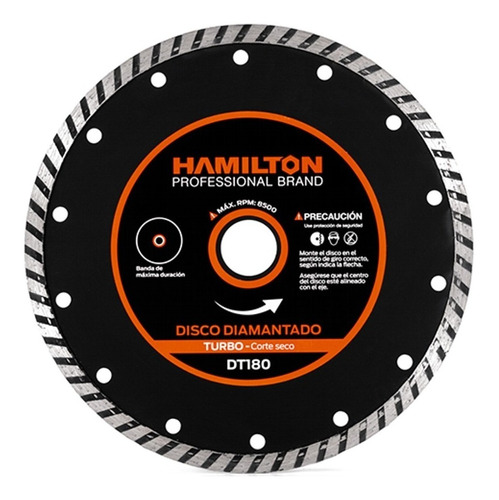 Disco Diamantado Turbo De Corte Seco 180mm Hamilton Dt180