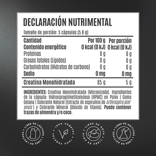 Birdman Creatina Monohidratada De Alta Pureza En Cápsulas | Sin Aditivos | 25 Porciones | 125 Cápsulas