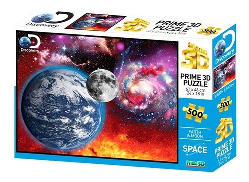 Puzzle Prime 3d Tierra Y Luna 500 Pcs - Discovery- Vaj