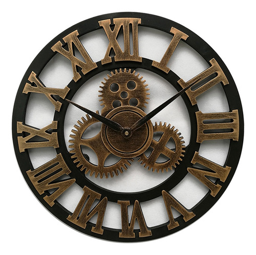 Reloj De Pared  De Madera Vintage Gear Clock Us Style
