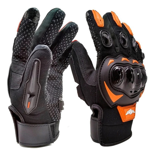 Guantes Para Moto Naranja Ktm Negro Con Protecciones