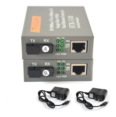 Convertidor Multimedia Giga-fibra Óptica De 1 Par 1000 Mbps