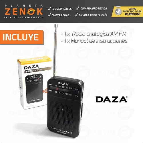 Radio Portátil Daza Analógica Auriculares Am y Fm a Pila Dzkk925bk