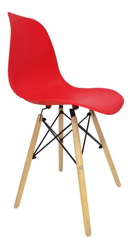 Cadeira Eames Wood Design Eiffel Sala Quarto Manicure Preto Cor Da Estrutura Da Cadeira Vermelho Escuro