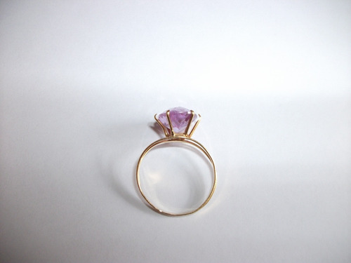 Anel De Ouro Legítimo 18k Com Zircônia Roxa (Usado)