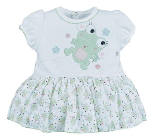 Imagem 1 de 2 de Vestido Bebê Com Body Sapinha Suedine Verde 8793 Upi Uli