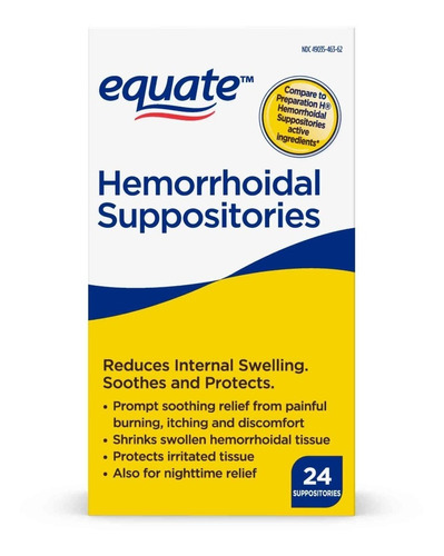 Equate Hemorroides 24 Supositorios Orginal Importado