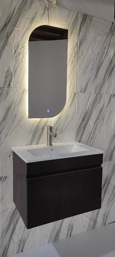 Combo Mueble Bermuda Baño 60 Color Wengue Con Espejo C/t