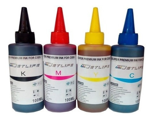 Combo De 4 Colores Premium 100 Ml Para Impresoras Hp Y Canon