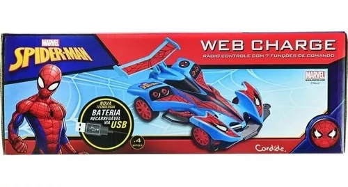 Carro Controle Remoto Web Charge Homem-Aranha - Candide - DiverMais