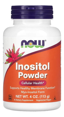 Suplemento alimentar Now Foods, inositol em pó, 113 g, sabor sem sabor