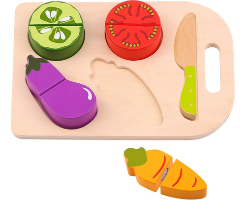 Juego Didactico Cortando Frutas Verduras De Madera Tooky Toy