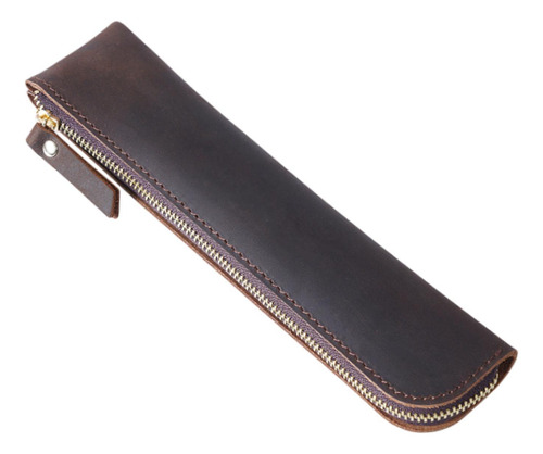 Bolsos De Manga De Cuero De Cuero Pu Bolsillo Marrón Oscuro