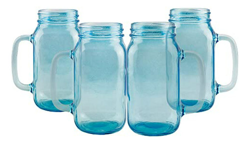 Vasos De Cristal Con Asas, 24oz, Azules, Pack 4