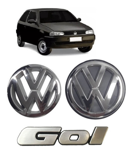 Kit Emblema Gol G2 Bola + Logotipo Vw Grade E Porta Malas