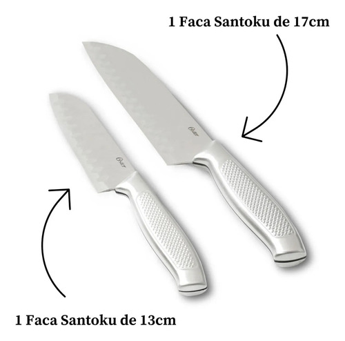 Juego de cuchillos Edgefield Oster de acero inoxidable Santoku de 2 piezas, color acero inoxidable