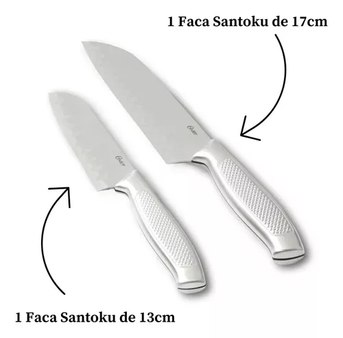 Conjunto de 4 facas cozinha multiuso Santoku e cepo Oster - MIX ELETRO