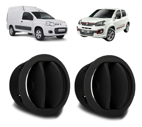 Conjunto 2 Difusores Ar Fiat Lateral Preto Novo Uno 10 A 17