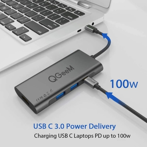 Adaptador Usb C Hub Mac Macbook Air Pro Hdmi 4k 40gbs Aluminio Usb 3.0 Micro Sd Para 1708 A1706 A1932