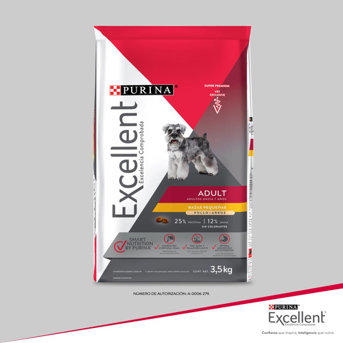 Alimento Excellent Adult para perro de raza mini y pequeña sabor pollo y arroz en bolsa de 3.5kg