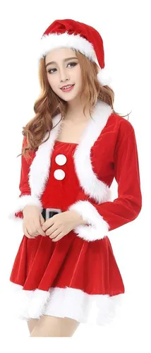Traje De Traje De Papá Noel Para Mujer, Ropa S Manga Larga
