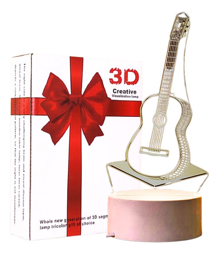 Lámpara 3d Diseño Guitarra Decoración Atractiva Creativa