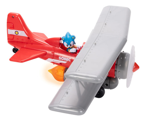 Juguete Sonic The Hedgehog Avión Biplano Tornado Figura Colo Rojo