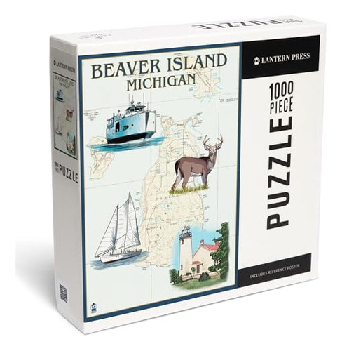 Puzzle 1000 Piezas, Beaver Island, Michigan, Mapa Del 