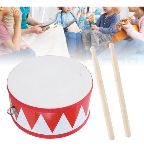Juego De Juguetes De Madera For Niños Tambor De Mano Rojo B
