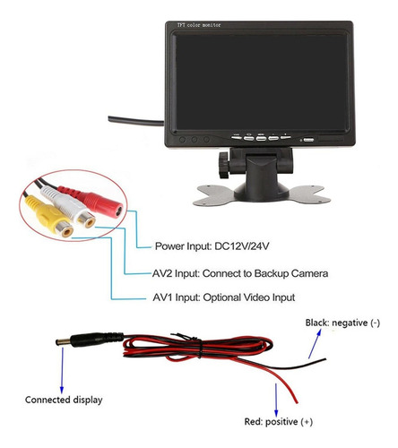 . Pantalla De Monitor De Vista Trasera Tft Lcd De 7