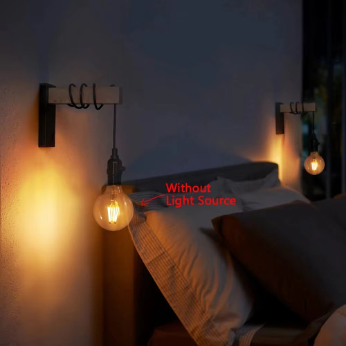 Lámpara De Pared Led Madera Retro Accesorio Iluminación Deco