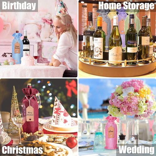 Set 12u Bolsas De Regalos Navidad Para Botellas De Vino