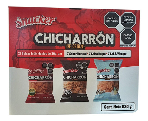 Chicharrón De Cerdo Paquete Surtido Snacker 21 Pzas De 30g