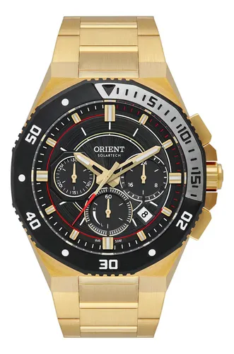 Relógio Orient Masculino Solar Cronógrafo Dourado Mgssc065 Bisel