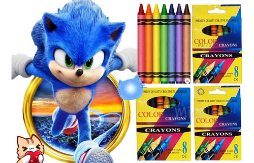 10 Libro Para Colorear Sonic + 10 Cajitas Crayones (8) :)