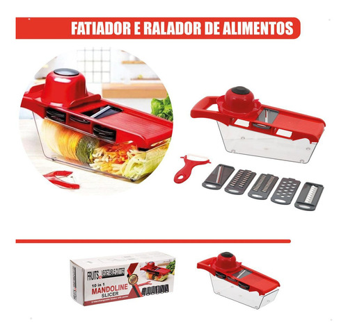 Fatiador Ralador Queijos Legumes 6 Lâminas Inox Profissional