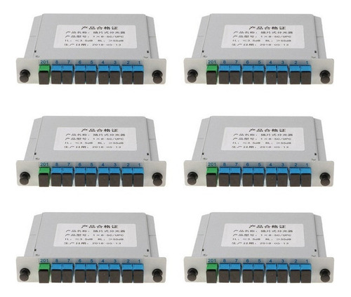 6 Piezas 1x8 Plc Módulo Divisor Óptico Ftth Tarjeta De Caset