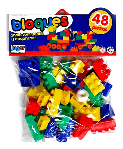 Bloques X48 Piezas Ladrillos Colores Juego Encastre Jugar X5