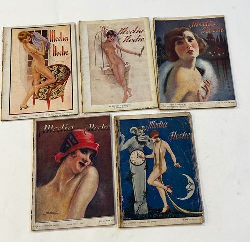 Revista Media Noche. Lote De 5. 1926. Teatro. Humor. Erótica (Usado)
