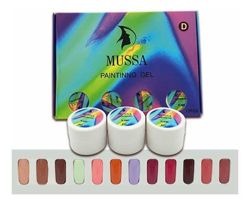 Gel Painting Para Uñas X 12 Piezas Mussa. Dama Manicure