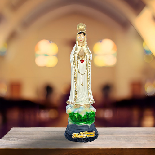 Imagem Nossa Senhora De Fátima Gesso 20cm Lembrança