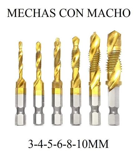 Juego De Mechas De Titanio Con Macho Para Hacer Roscas R4