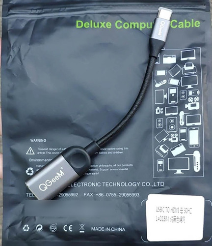 Imagen 5 de 5 de Mini Adaptador Full Hd Audio Y Video Usb Tipo C - Hdmi Qgeem