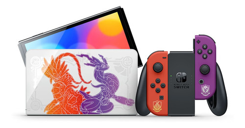 Imagen 3 de 7 de Nintendo Switch OLED 64GB Pokémon Scarlet & Violet Edition color rojo y violeta y negro