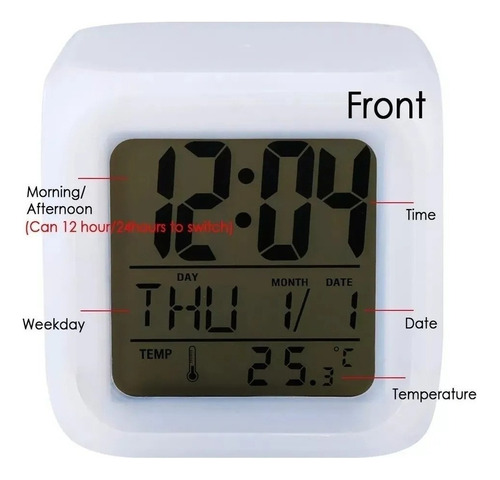Reloj Despertador/alarma Cubo Luminoso Digital 6 Colores