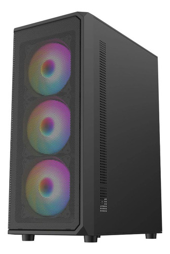 Gabinete Mid Tower Syx Gamer Eqs10-bk 3 Fan Rgb 1 Color Negro
